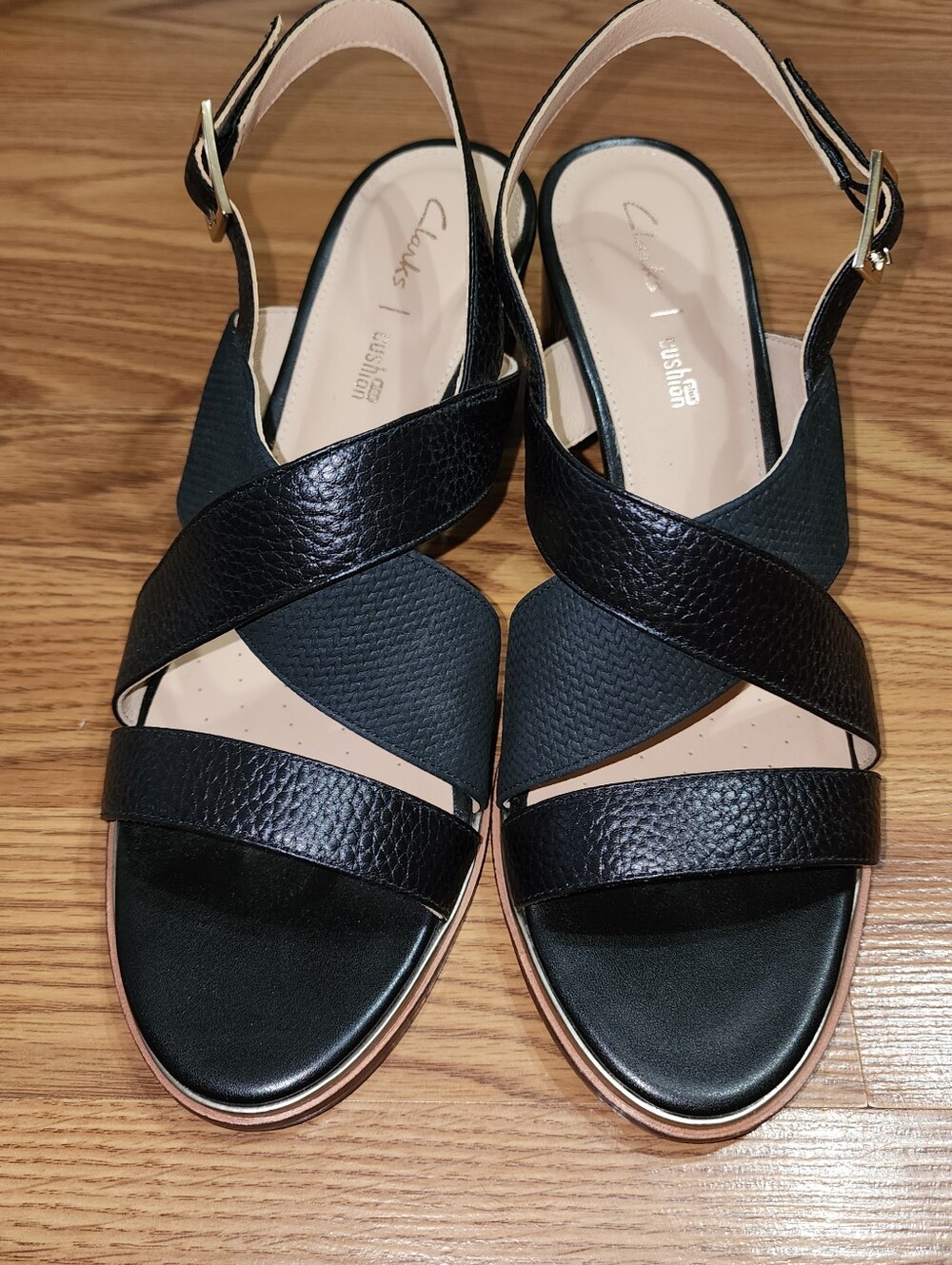 Clarks Ellis Tilda Strappy Sandals Black Leather US Women's Size 9M EU40